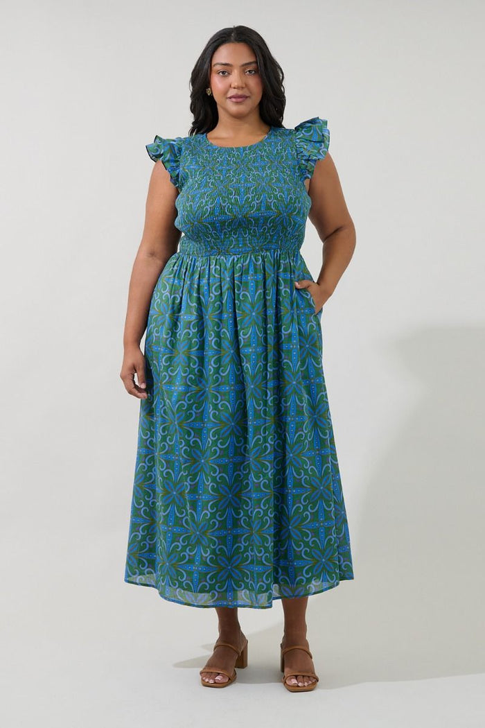 Ezme Smocked Medallion Maxi Dress