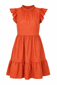 Gold Foil Textured Knit Baby Doll Dress