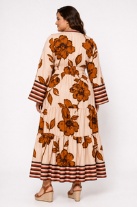 Floral and Striped Midi Dress