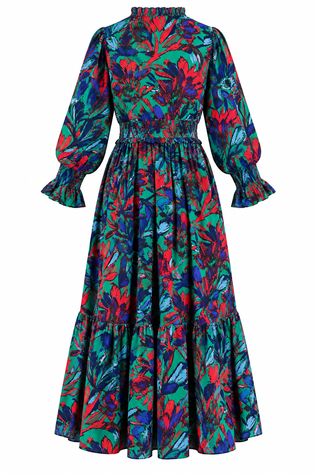 Tropical Long Sleeve Maxi Dress