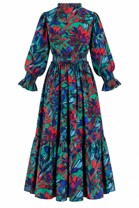 Tropical Long Sleeve Maxi Dress