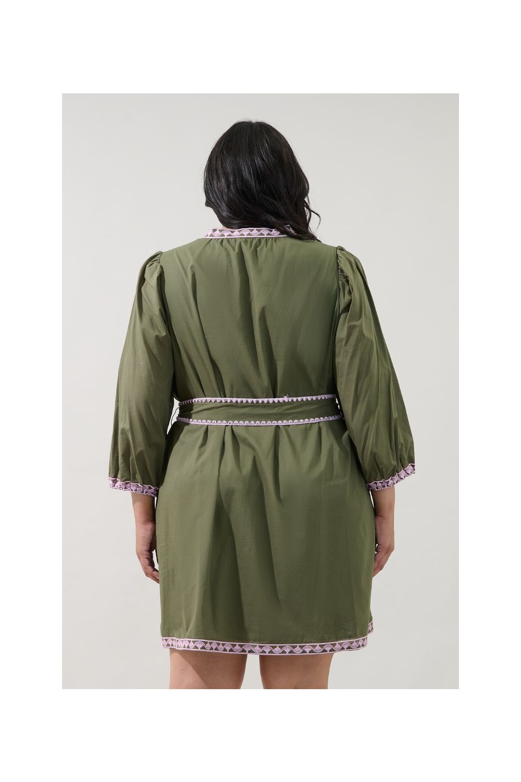Abilene Olive Embroidered Mini Dress