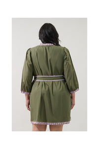 Abilene Olive Embroidered Mini Dress