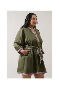 Abilene Olive Embroidered Mini Dress