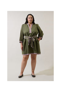 Abilene Olive Embroidered Mini Dress