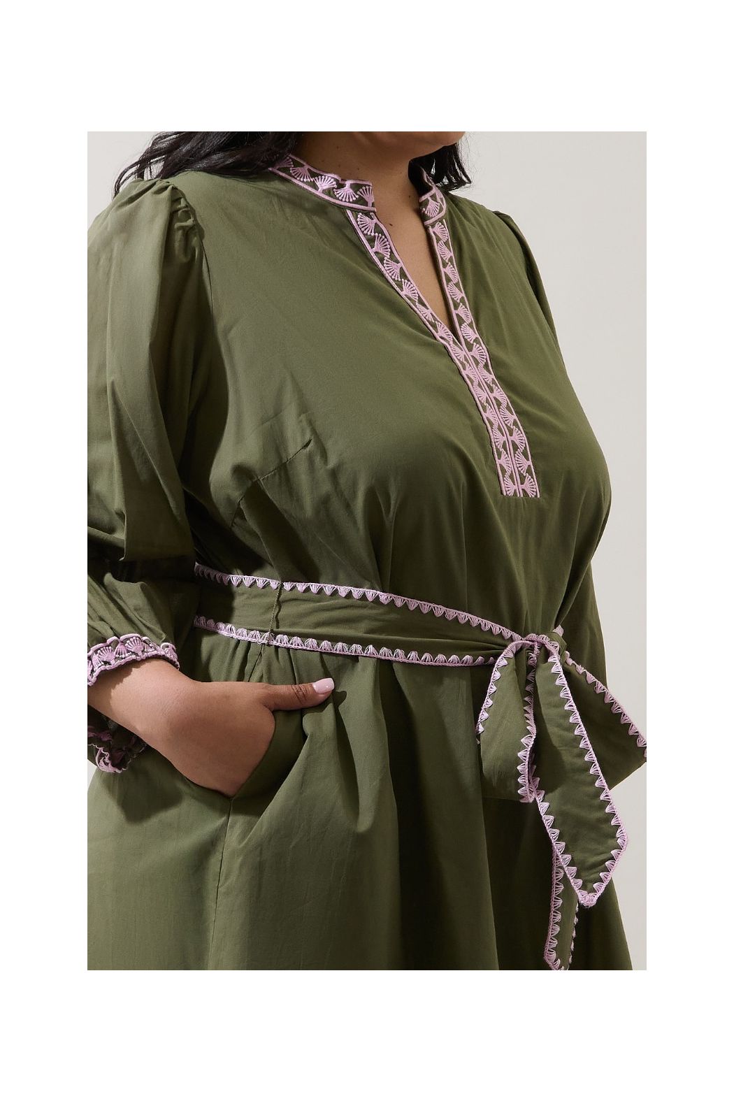 Abilene Olive Embroidered Mini Dress