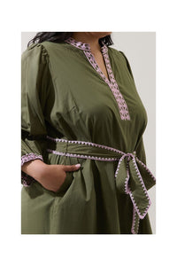 Abilene Olive Embroidered Mini Dress