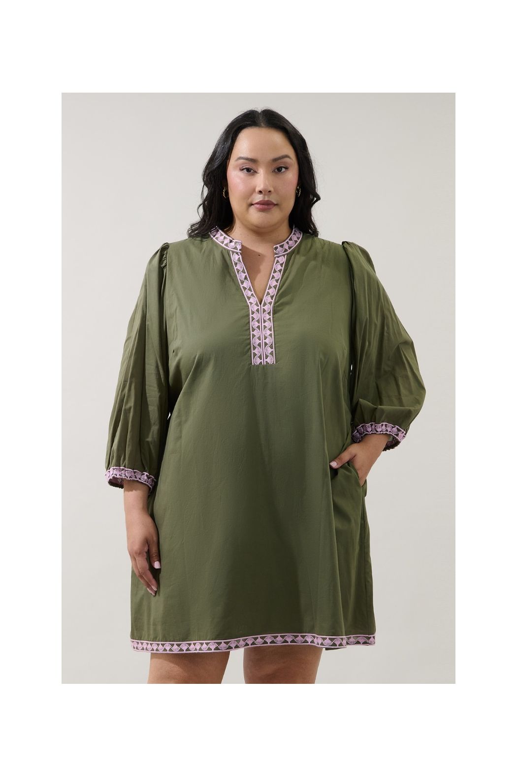 Abilene Olive Embroidered Mini Dress