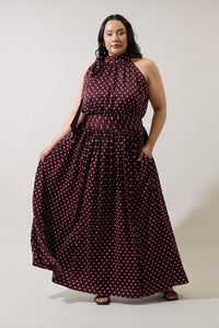 Rosiel Ruched Polka Dot Maxi