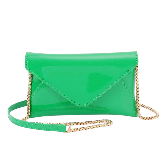 Green Enamel Envelope Clutch