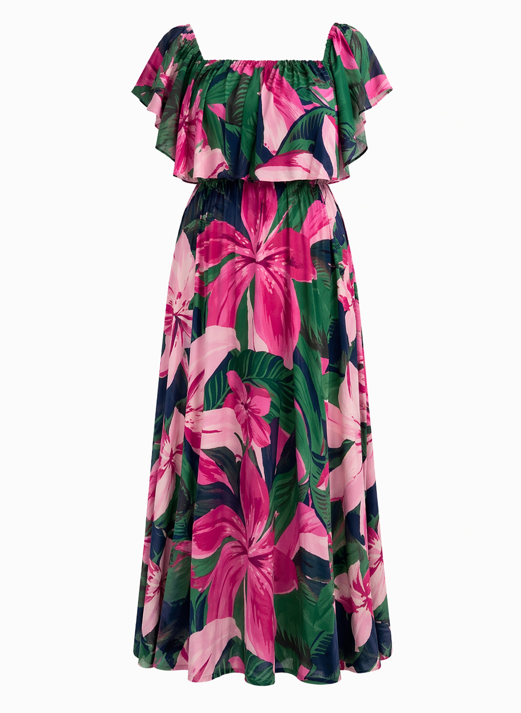 Ellerton Tropics Off the Shoulder Ruffle Dress