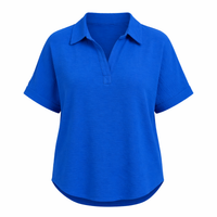 Woven Airflow Collared V-Neck Short Sleeve Top