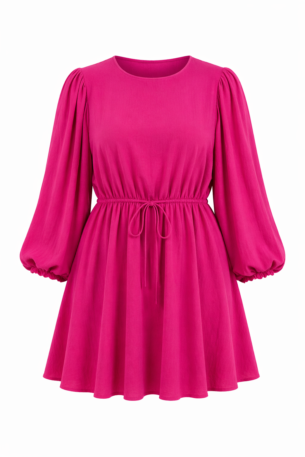 Pink Flowy Dress With 3/4 Trumpet Sleeves