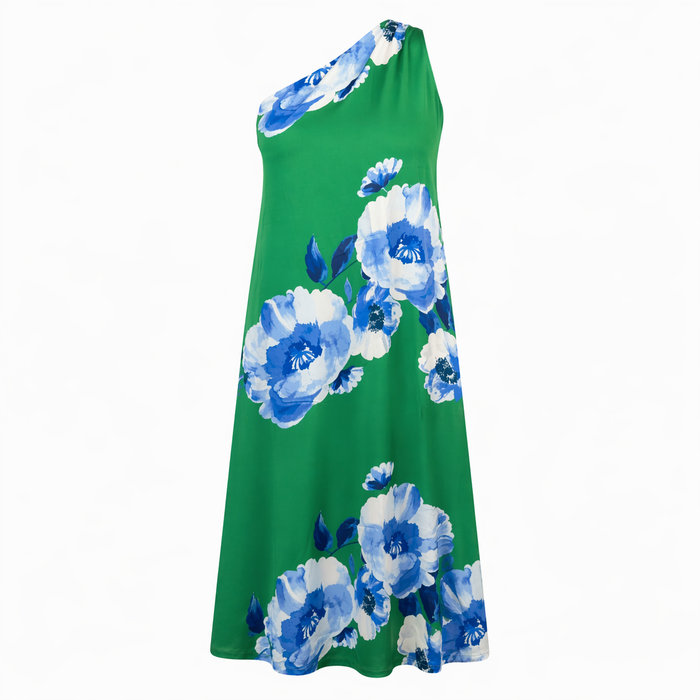 Glena Floral Green Pleated Maxi Dress