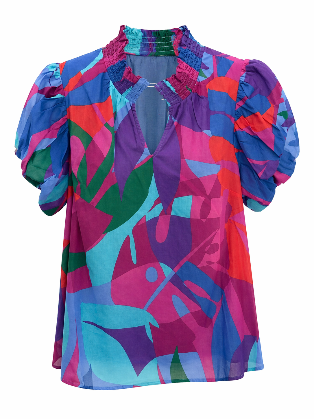 Vemmy Abstract Poly Smocked Top