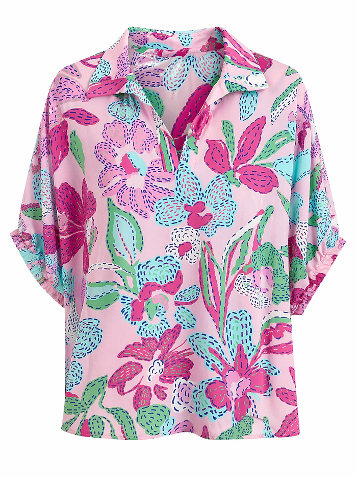 Sloan Stand Collar Drop Shoulder Top