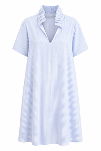 Olivia Dress in Sky Blue Seersucker