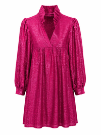 Pink Savannah High Ruffle Sequin Collar Dress