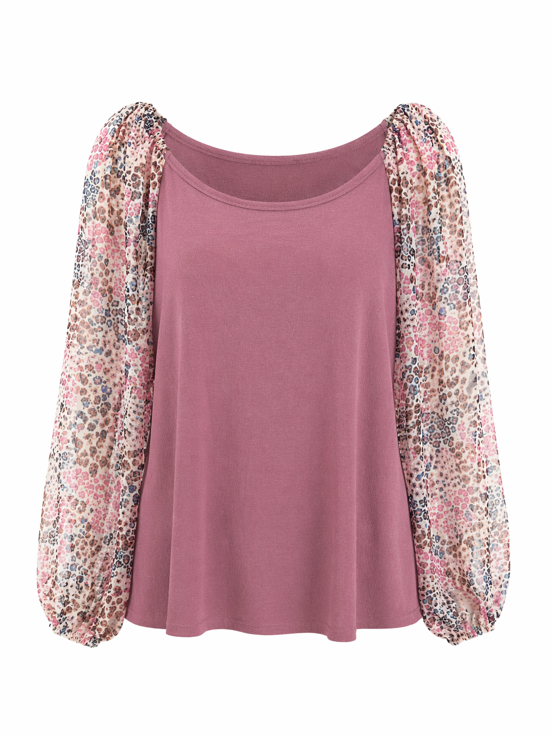 Purple Woven And Knit Long Sleeve Top