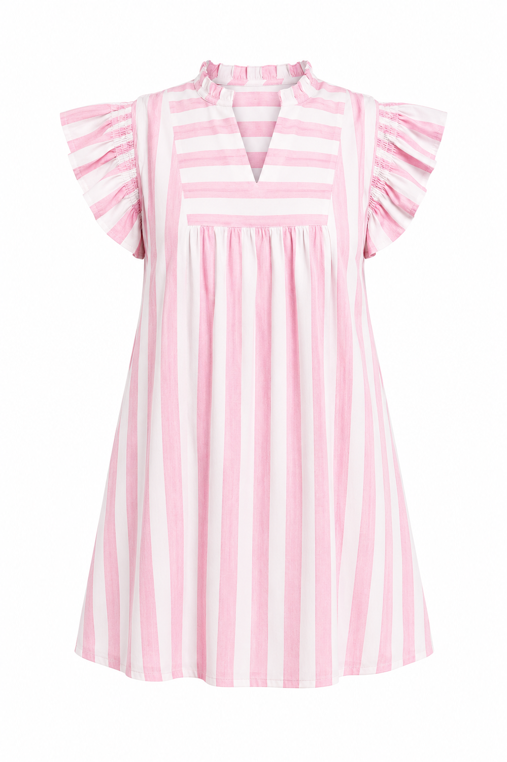 Pink Striped V-Neck Dress
