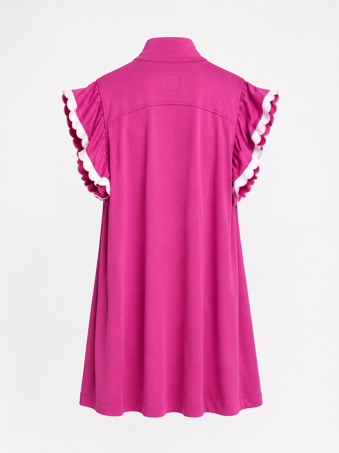Pink Zip-Neck Flutter Sleeve Dress