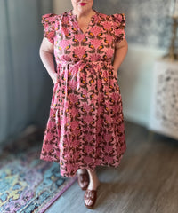Peacock Bay Sita Ruffle Midi Dress