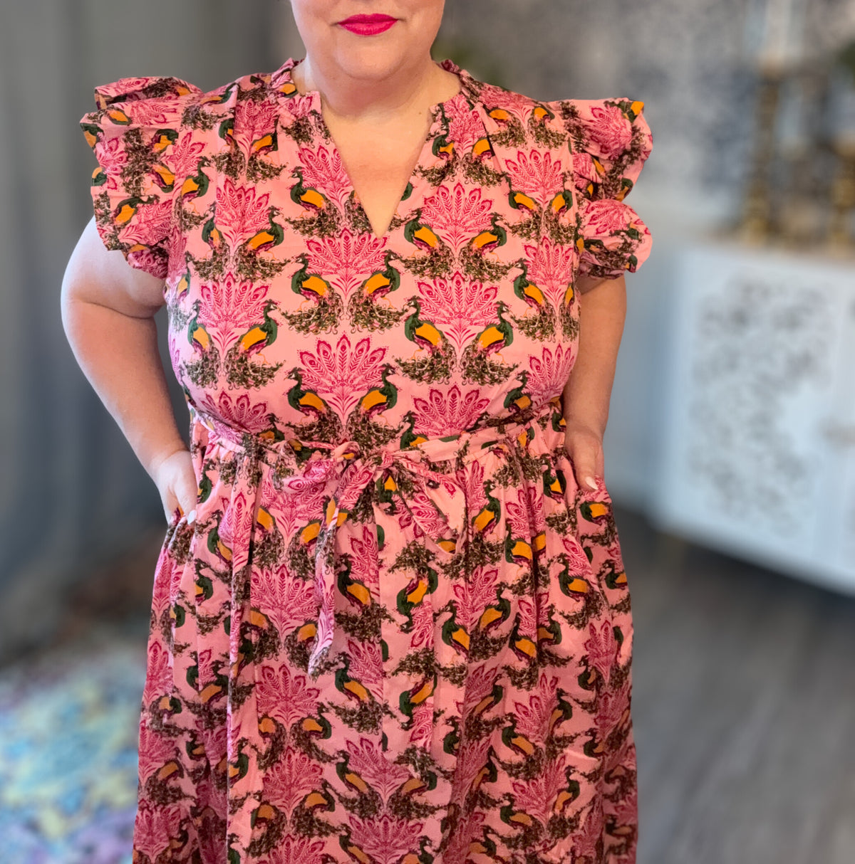Peacock Bay Sita Ruffle Midi Dress