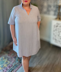 Olivia Dress in Sky Blue Seersucker