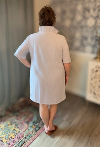Olivia Dress in Sky Blue Seersucker
