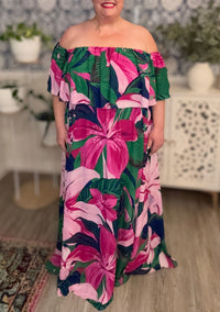 Ellerton Tropics Off the Shoulder Ruffle Dress