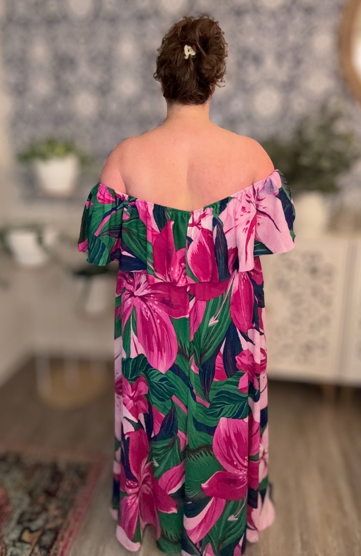 Ellerton Tropics Off the Shoulder Ruffle Dress