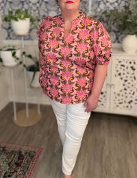 Peacock Bay Terri Puff Sleeve Top