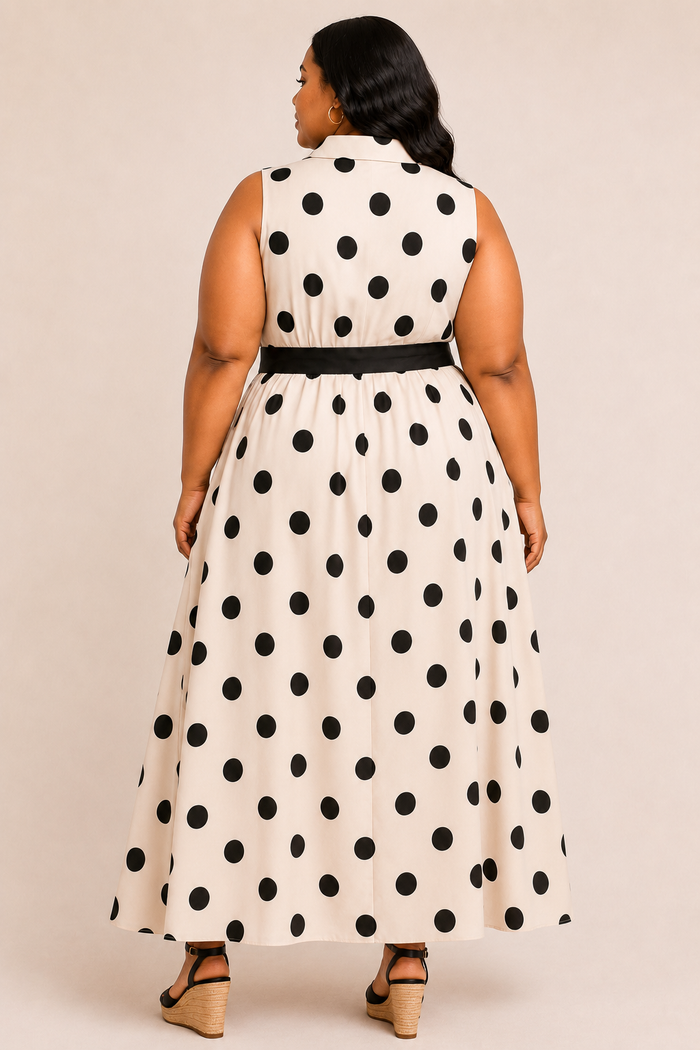 POLKA DOT BUTTON DOWN SHIRT DRESS