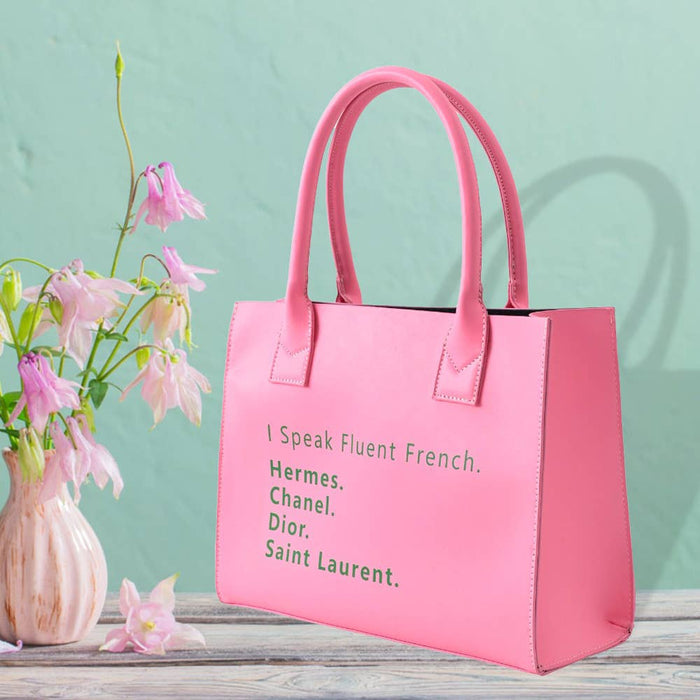 Pink ‘I Speak Fluent French’ Tote Shoulder Bag