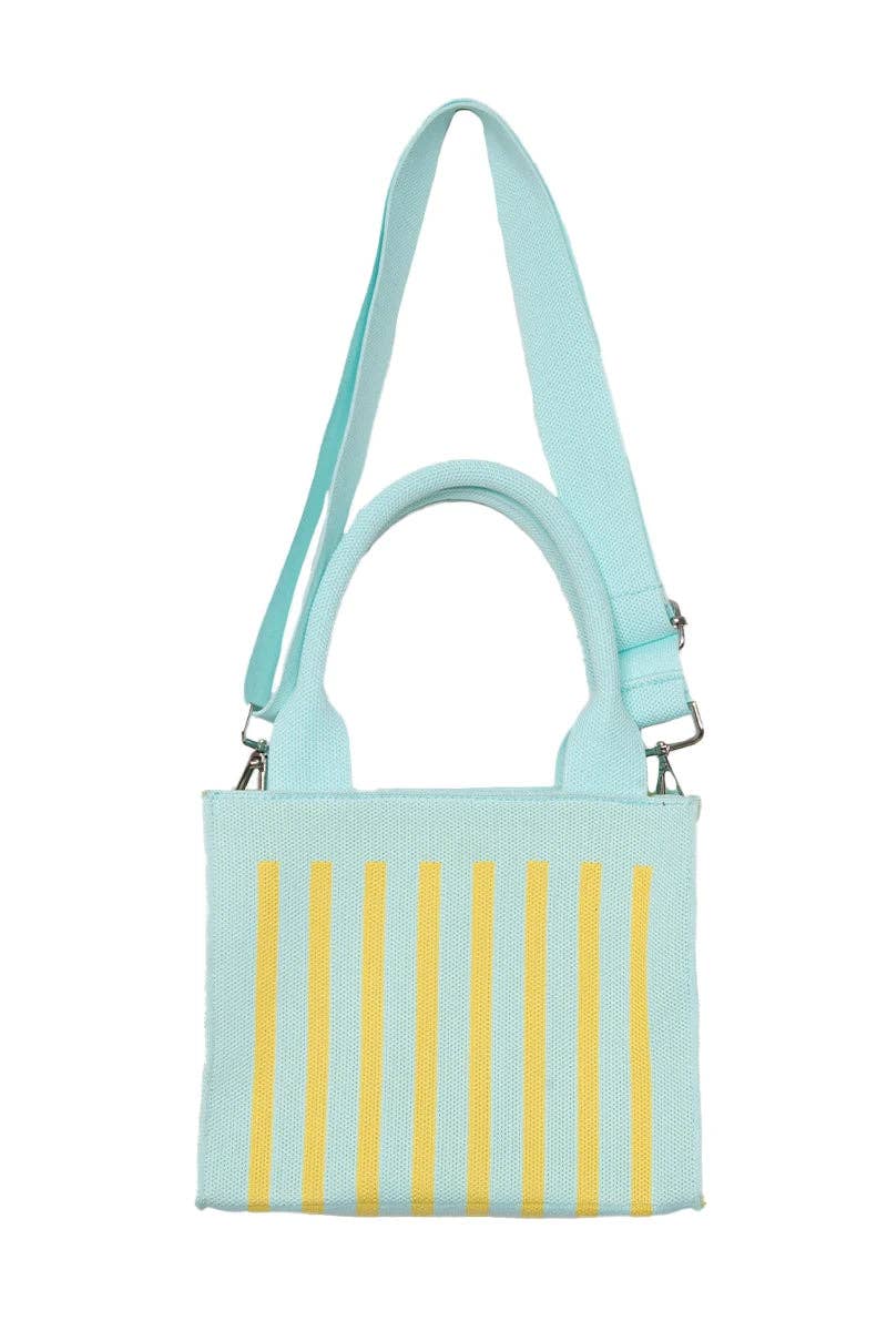 Mint Striped Structured Mini Tote