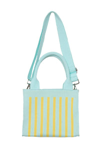 Mint Striped Structured Mini Tote