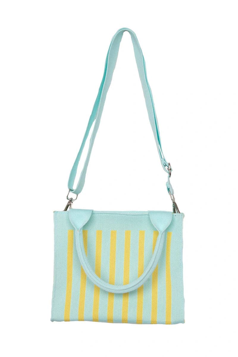 Mint Striped Structured Mini Tote