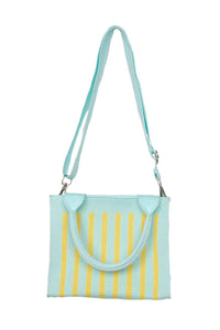 Mint Striped Structured Mini Tote