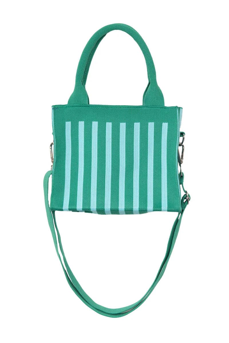 Green Striped Structured Mini Tote