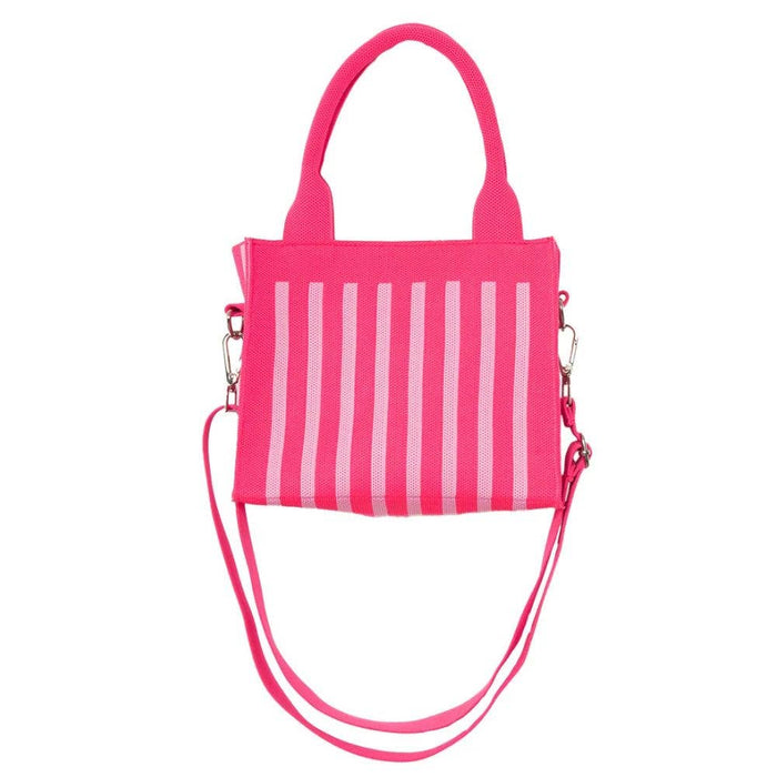 Hot Pink Striped Structured Mini Tote