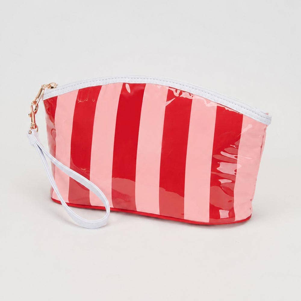 Striped Cosmetic Wristlet Pouch Bag