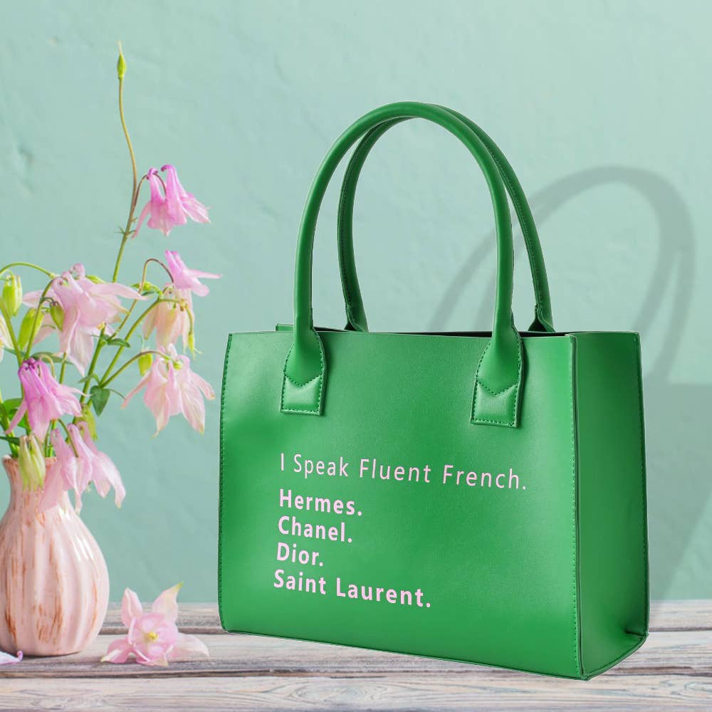Green ‘I Speak Fluent French’ Tote Shoulder Bag (Copy)