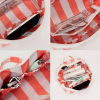 Green Striped Travel Portable Cosmetic Organizer Bag
