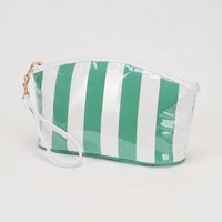 Striped Cosmetic Wristlet Pouch Bag