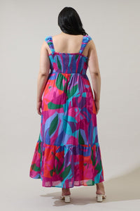 Vemmy Abstract Tayla Smocked Maxi Dress
