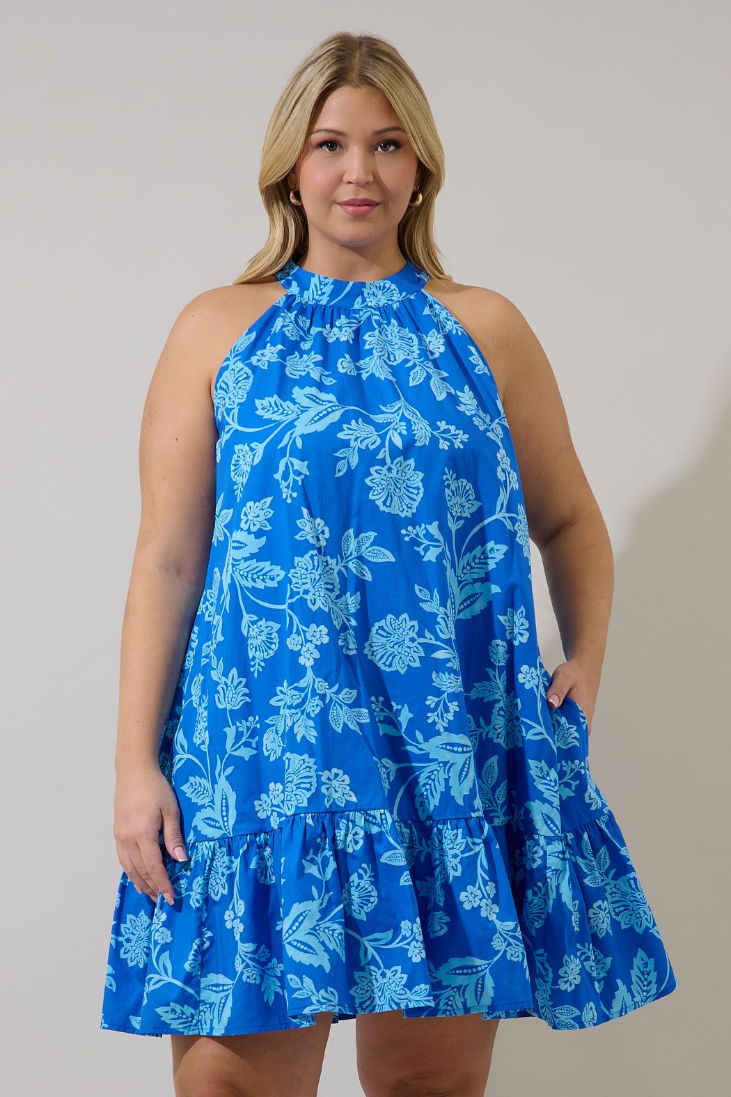 Persa Floral Della Halter Mini Dress