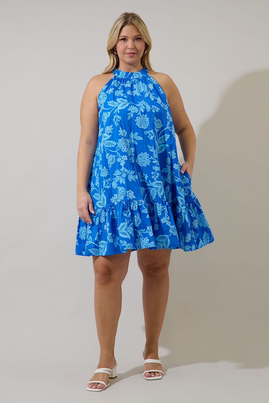 Persa Floral Della Halter Mini Dress
