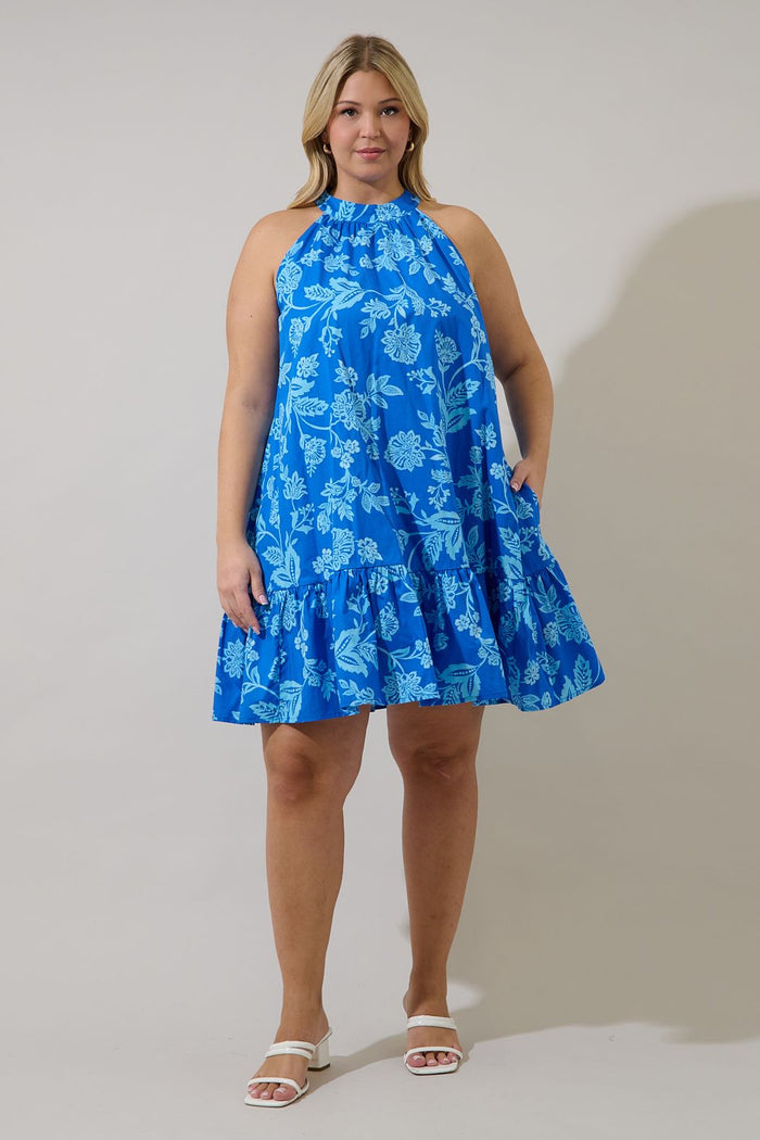 Persa Floral Della Halter Mini Dress